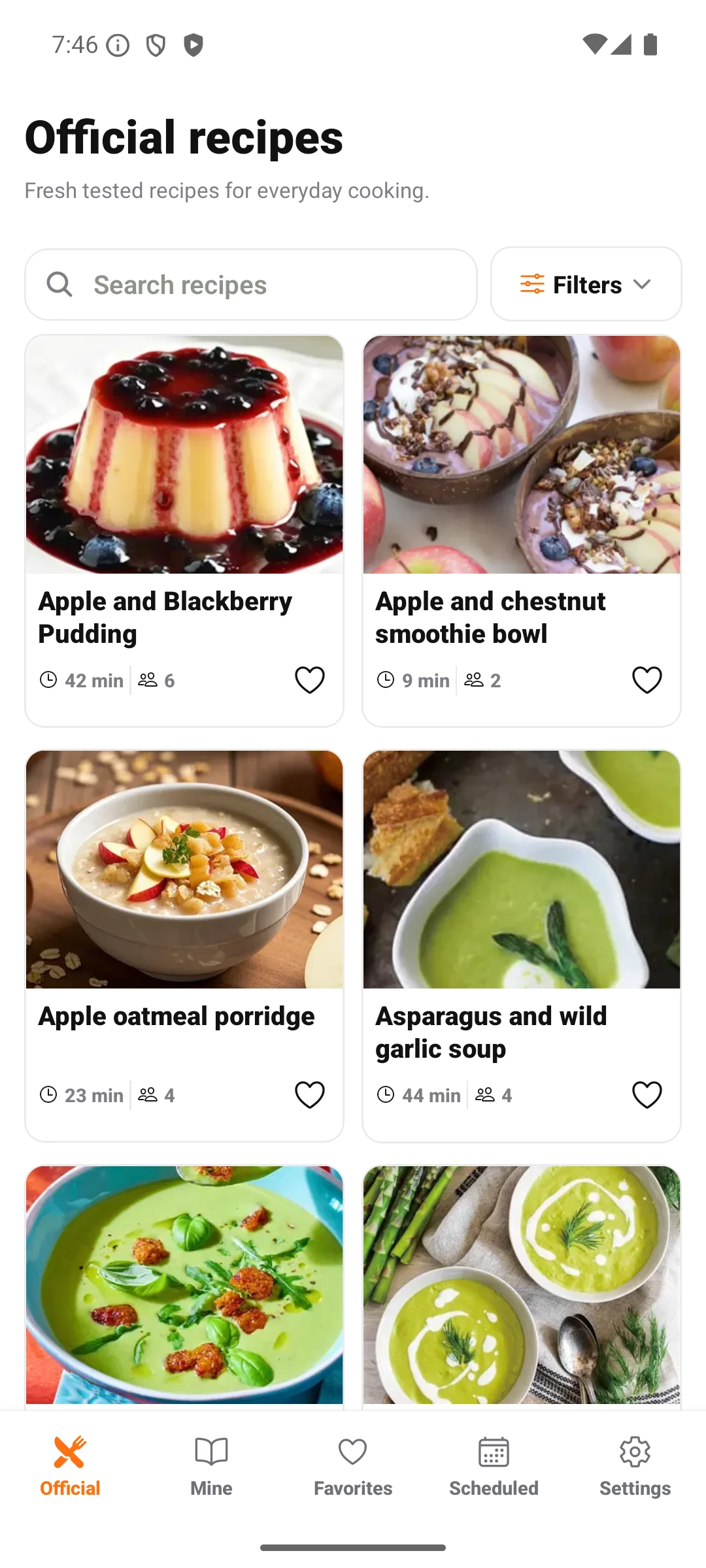 Discover view in the KC Chef mobile app