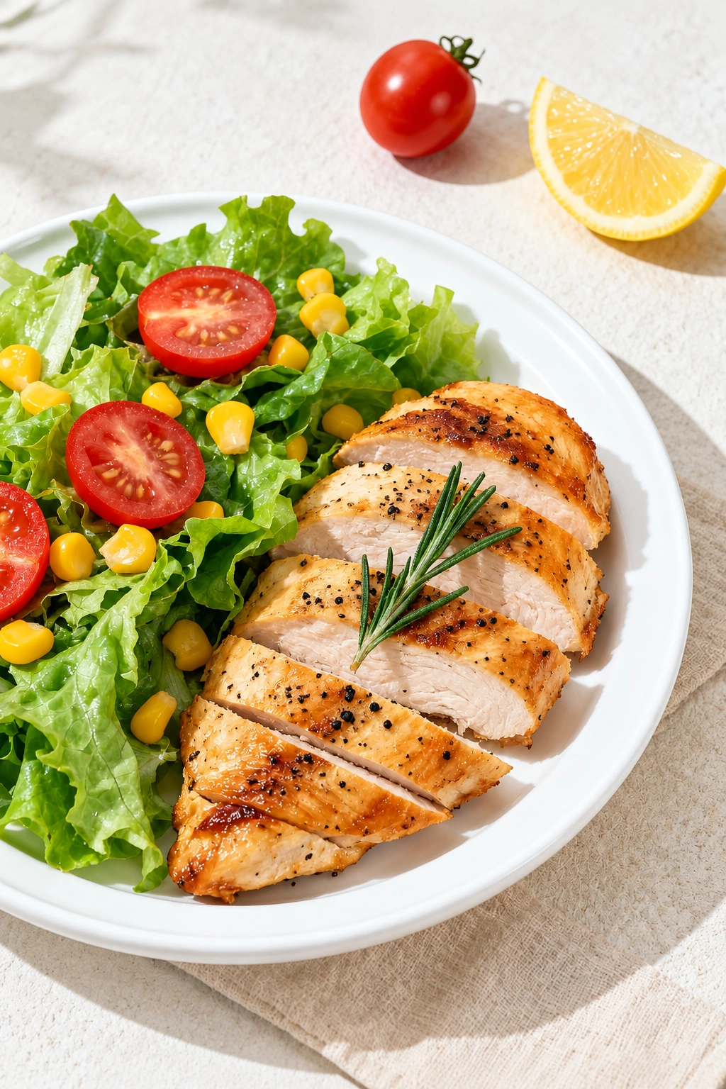 Chicken garden salad prepared dish